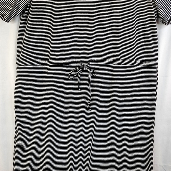 Sweet Salt Black & White Striped Drawstring Pockets Modest Summer Dress sz L. - Picture 3 of 12